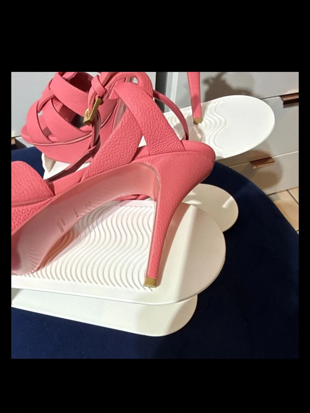 Yves Saint Laurent Tribute Pink Leather Platform Sandals